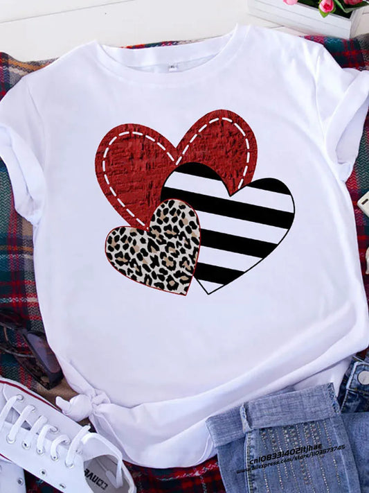 Free Spirit Leopard Love T-Shirt - Womens Short Sleeve Valentines Tee - ZOOMNSTORE