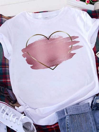 Free Spirit Leopard Love T-Shirt - Womens Short Sleeve Valentines Tee - ZOOMNSTORE