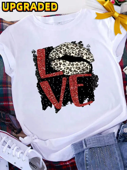 Free Spirit Leopard Love T-Shirt - Womens Short Sleeve Valentines Tee - ZOOMNSTORE