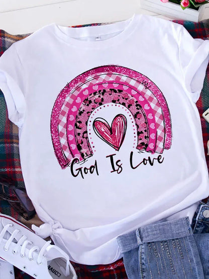 Free Spirit Leopard Love T-Shirt - Womens Short Sleeve Valentines Tee - ZOOMNSTORE