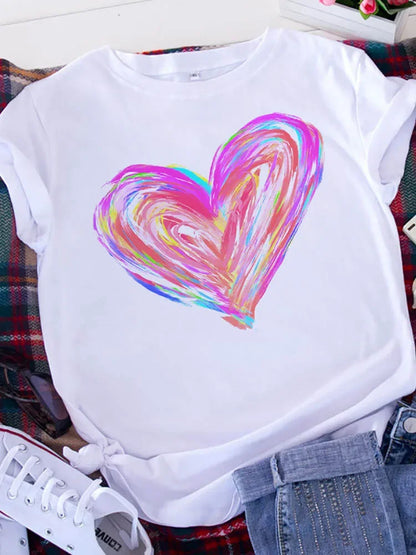 Free Spirit Leopard Love T-Shirt - Womens Short Sleeve Valentines Tee - ZOOMNSTORE