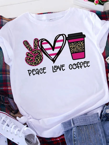 Free Spirit Leopard Love T-Shirt - Womens Short Sleeve Valentines Tee - ZOOMNSTORE