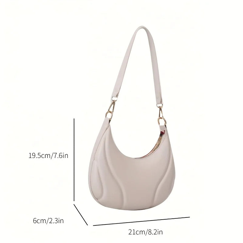 French Handbag Shoulder Bag – Women's Textured PU Leather Crossbody With Adjustable Strap - ZOOMNSTORE