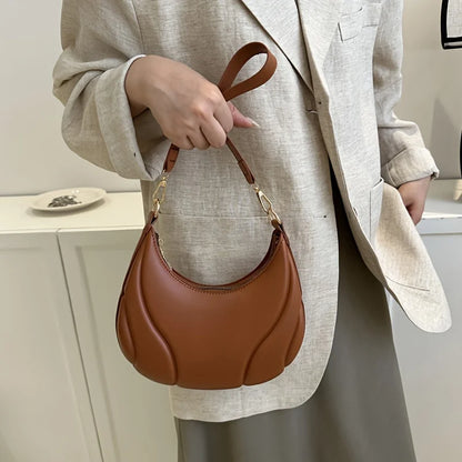 French Handbag Shoulder Bag – Women's Textured PU Leather Crossbody With Adjustable Strap - ZOOMNSTORE