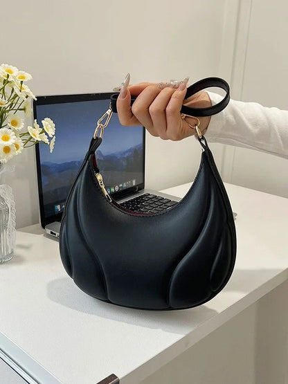 French Handbag Shoulder Bag – Women's Textured PU Leather Crossbody With Adjustable Strap - ZOOMNSTORE