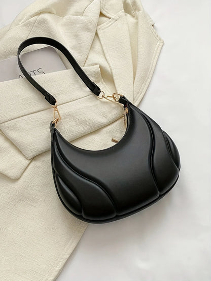 French Handbag Shoulder Bag – Women's Textured PU Leather Crossbody With Adjustable Strap - ZOOMNSTORE
