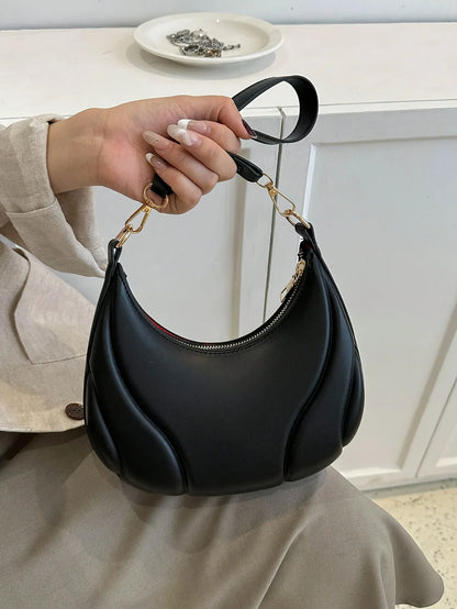 French Handbag Shoulder Bag – Women's Textured PU Leather Crossbody With Adjustable Strap - ZOOMNSTORE