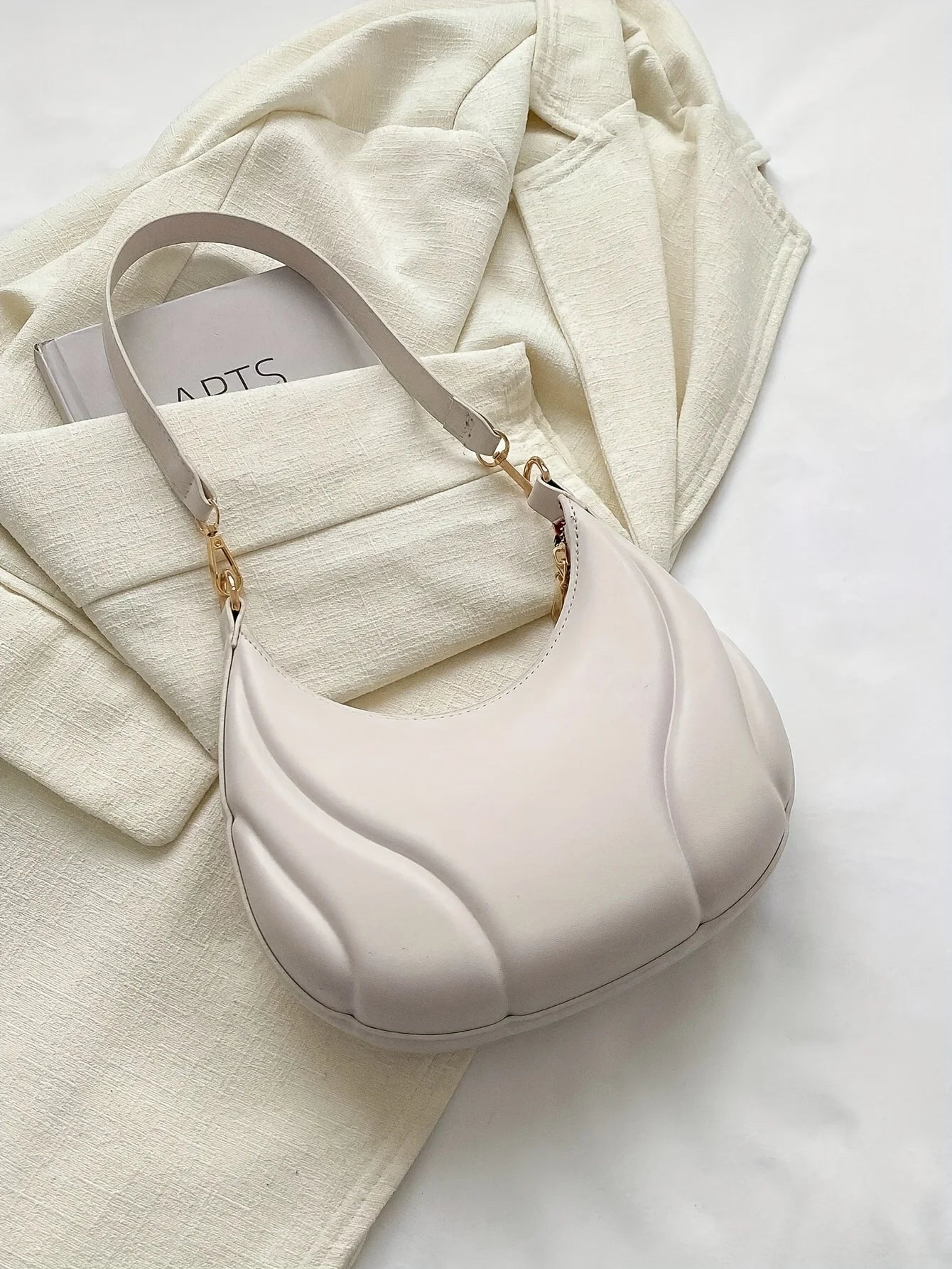 French Handbag Shoulder Bag – Women's Textured PU Leather Crossbody With Adjustable Strap - ZOOMNSTORE