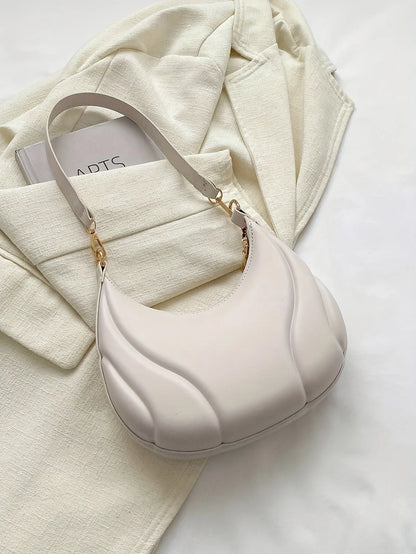 French Handbag Shoulder Bag – Women's Textured PU Leather Crossbody With Adjustable Strap - ZOOMNSTORE
