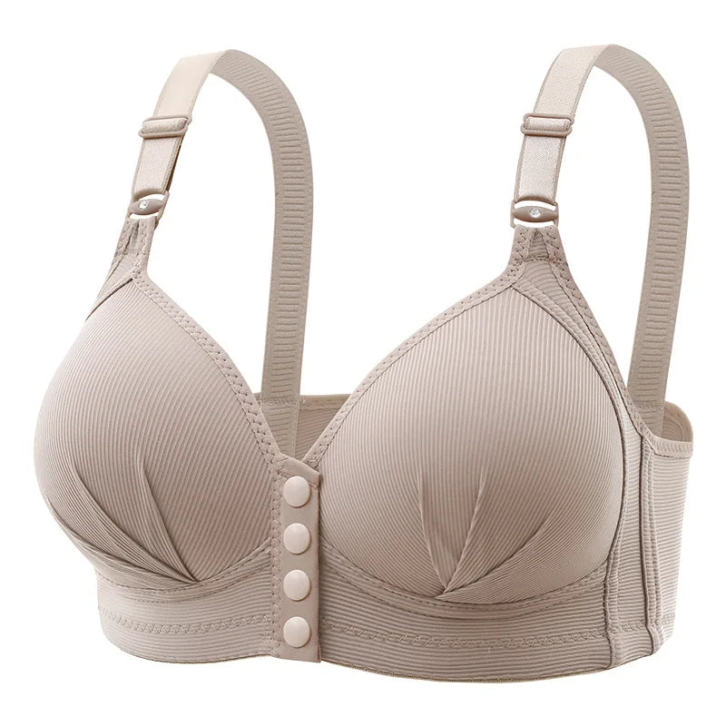 Front Buckle Bra - Large Size Push Up Wire Free Adjustable Straps Seamless Comfort - ZOOMNSTORE