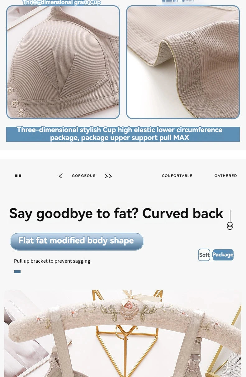 Front Buckle Bra - Large Size Push Up Wire Free Adjustable Straps Seamless Comfort - ZOOMNSTORE