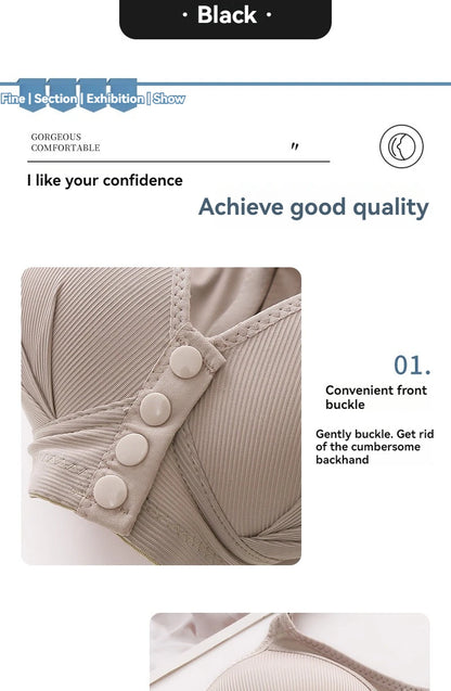 Front Buckle Bra - Large Size Push Up Wire Free Adjustable Straps Seamless Comfort - ZOOMNSTORE