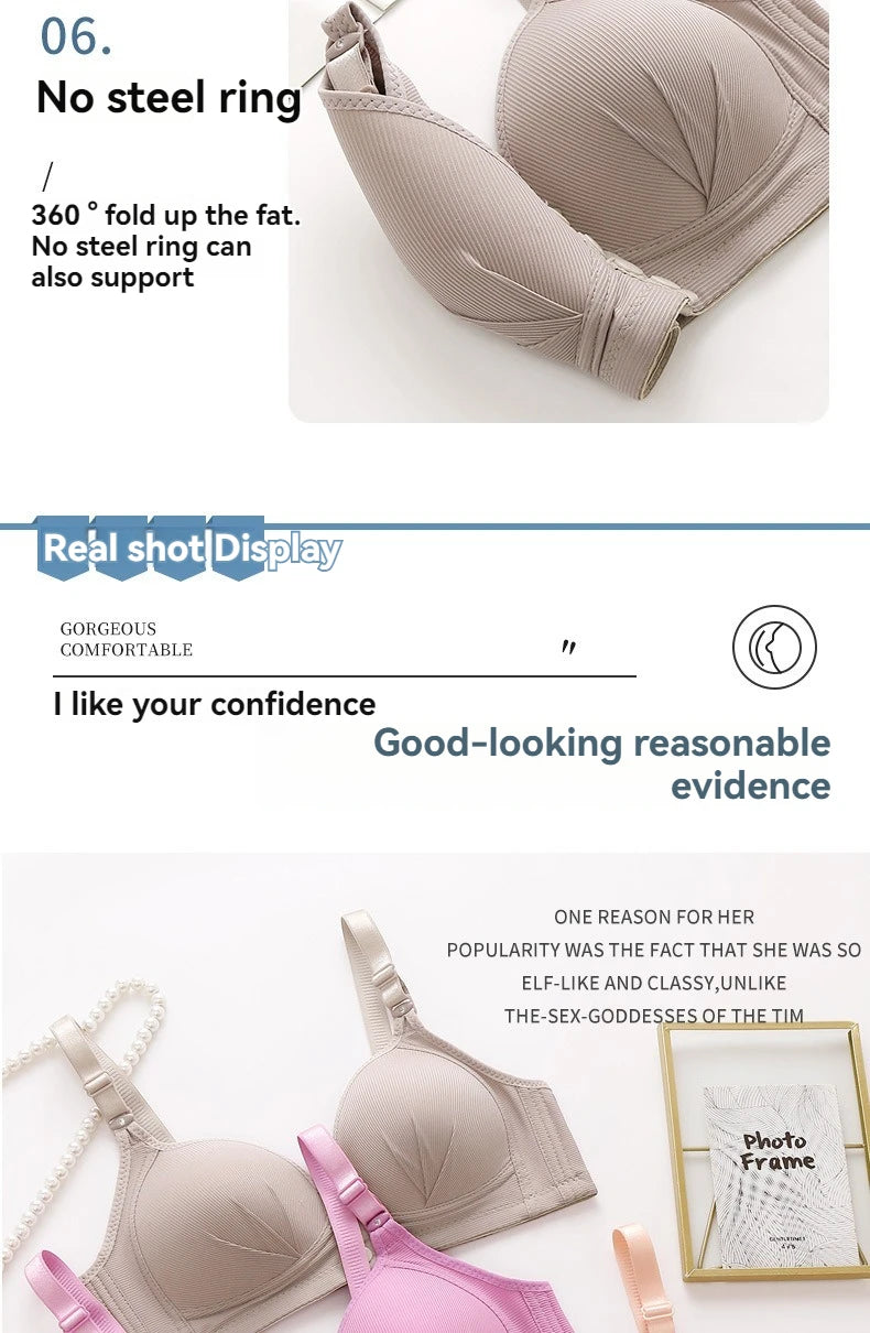 Front Buckle Bra - Large Size Push Up Wire Free Adjustable Straps Seamless Comfort - ZOOMNSTORE
