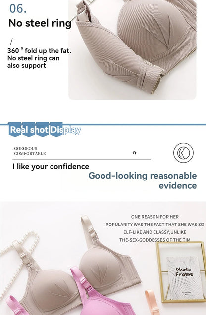 Front Buckle Bra - Large Size Push Up Wire Free Adjustable Straps Seamless Comfort - ZOOMNSTORE