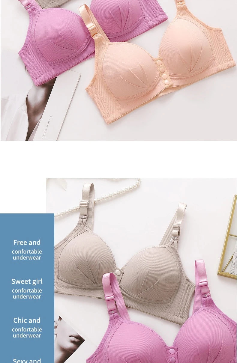 Front Buckle Bra - Large Size Push Up Wire Free Adjustable Straps Seamless Comfort - ZOOMNSTORE