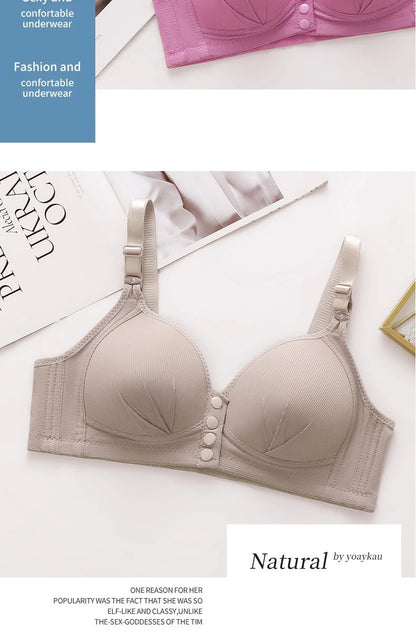 Front Buckle Bra - Large Size Push Up Wire Free Adjustable Straps Seamless Comfort - ZOOMNSTORE