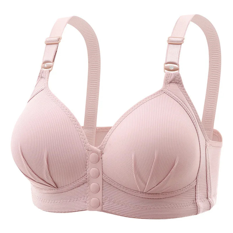 Front Buckle Bra - Large Size Push Up Wire Free Adjustable Straps Seamless Comfort - ZOOMNSTORE