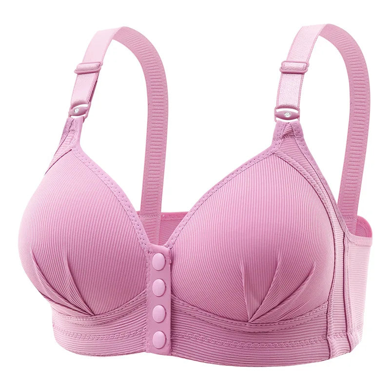 Front Buckle Bra - Large Size Push Up Wire Free Adjustable Straps Seamless Comfort - ZOOMNSTORE