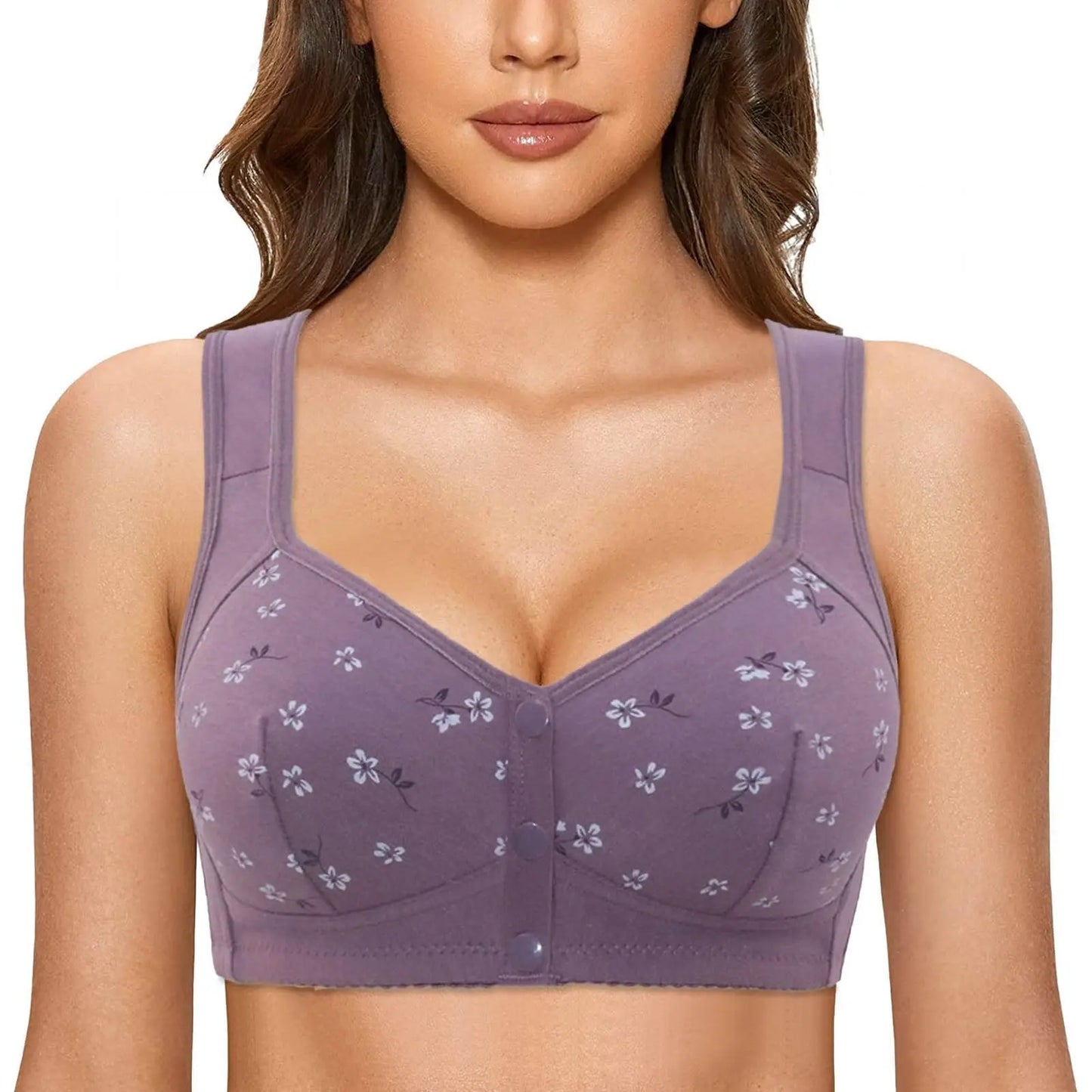 Front Buckle Floral Bra – 7-Piece Set With Pressurized Support & Adjustable Fit - ZOOMNSTORE
