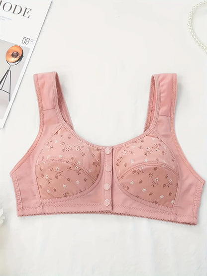 Front Buckle Floral Bra – 7-Piece Set With Pressurized Support & Adjustable Fit - ZOOMNSTORE