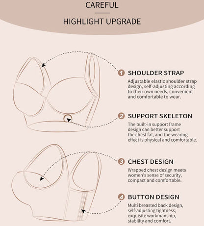Full Coverage Push Up Bra - Underwire Deep Cup T Shirt Bra with Adjustable Straps - ZOOMNSTORE