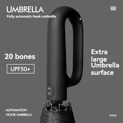 Ring Buckle Design 20 Rib Fully Automatic Umbrella for Men Folding Extra Large Strong Strong WOMEN'S Sunshade Double Umbrella - ZOOMNSTORE
