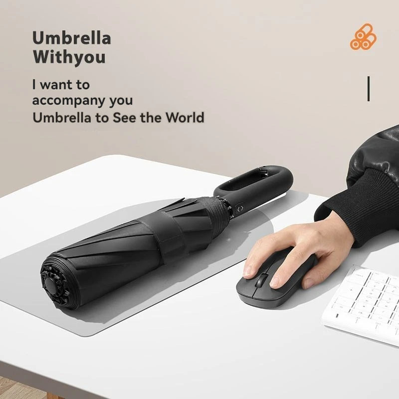 Ring Buckle Design 20 Rib Fully Automatic Umbrella for Men Folding Extra Large Strong Strong WOMEN'S Sunshade Double Umbrella - ZOOMNSTORE