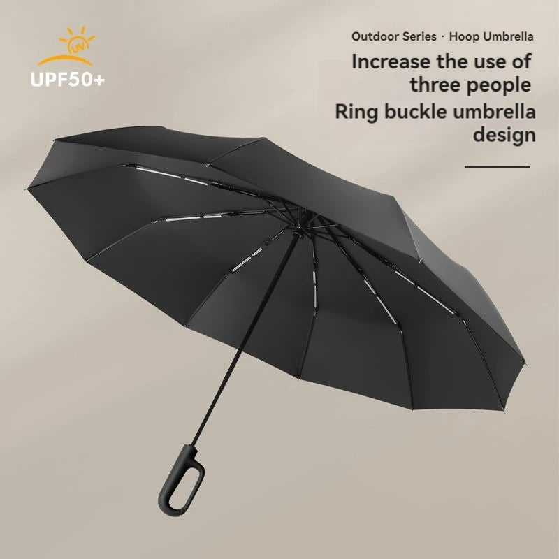 Ring Buckle Design 20 Rib Fully Automatic Umbrella for Men Folding Extra Large Strong Strong WOMEN'S Sunshade Double Umbrella - ZOOMNSTORE
