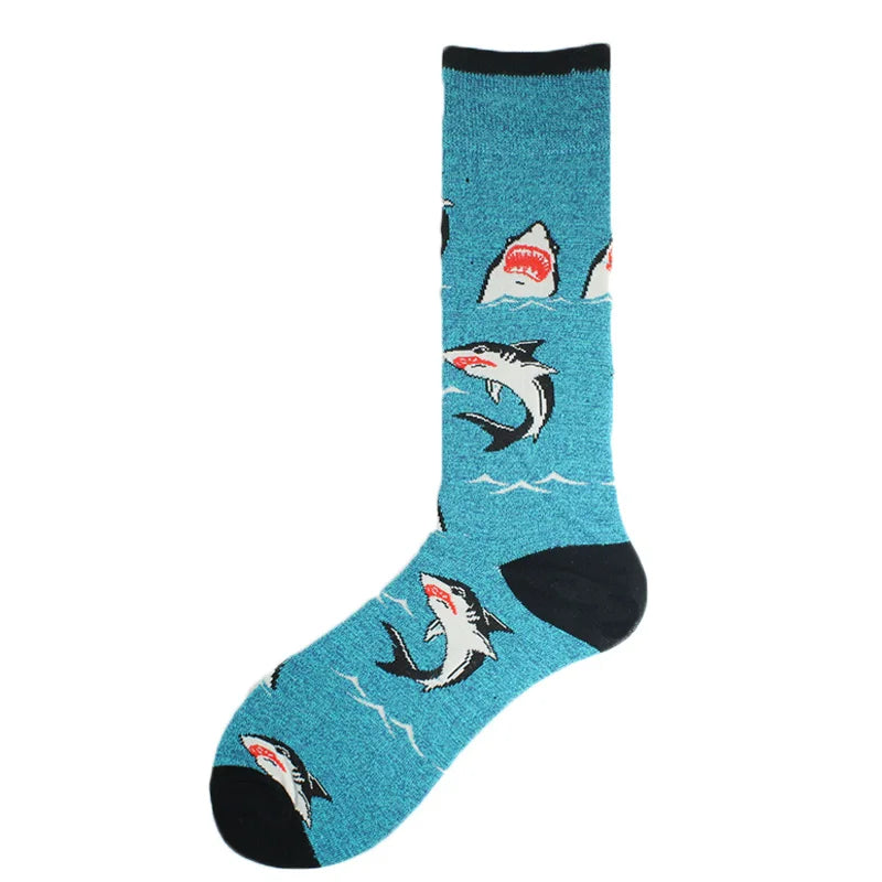 Funny Alien Shark Cotton Socks - Unisex Novelty Crew Socks - ZOOMNSTORE