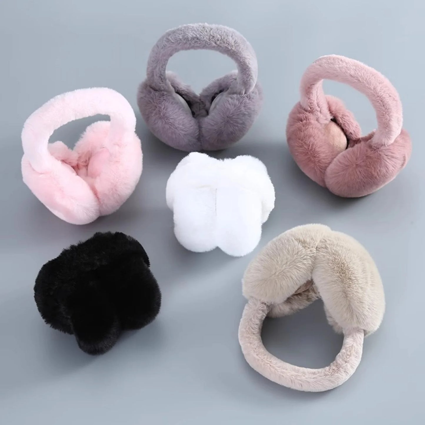 Furry Earmuffs Women – Foldable Plush Rabbit Ear Warmers | Cold Resistant Winter Ear Covers - ZOOMNSTORE