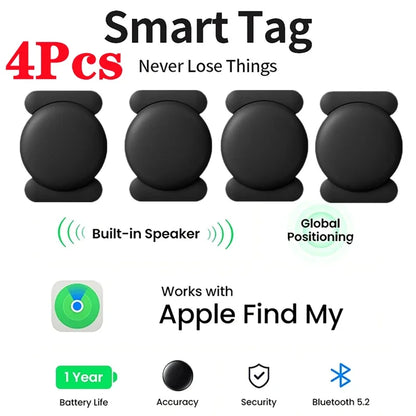GPS Smart Tag - Pet Tracker 4-Pack with Magnetic Silicone Shell & Built-In Speaker Alarm - ZOOMNSTORE