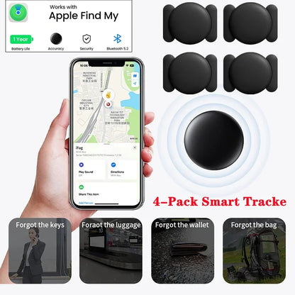 GPS Smart Tag - Pet Tracker 4-Pack with Magnetic Silicone Shell & Built-In Speaker Alarm - ZOOMNSTORE