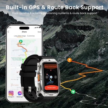 GPS Smart Watch - 1.64 Inch AMOLED Waterproof Smartwatch With Altimeter Compass - ZOOMNSTORE