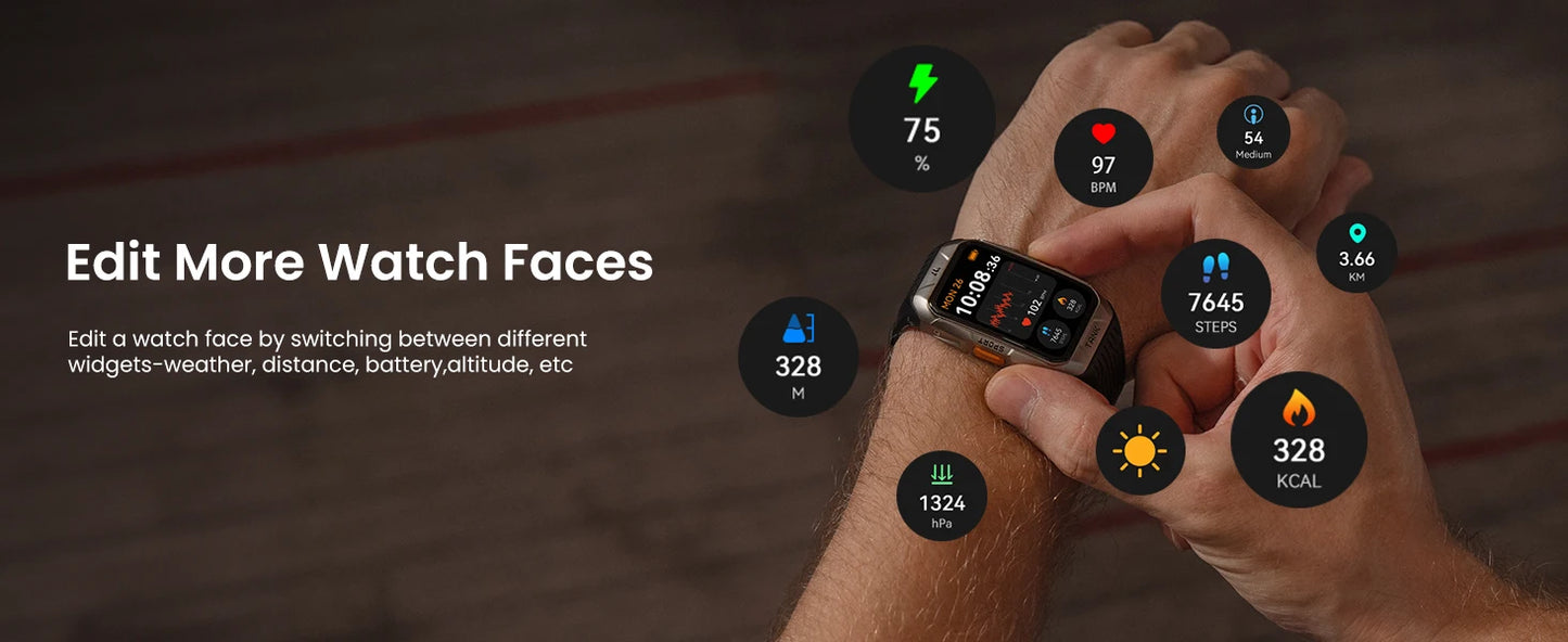 GPS Smart Watch - 1.64 Inch AMOLED Waterproof Smartwatch With Altimeter Compass - ZOOMNSTORE