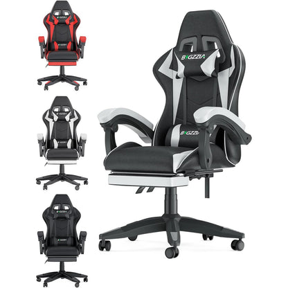 Gaming Chair With Footrest - Ergonomic Adjustable Computer Chair, Lumbar Support - ZOOMNSTORE