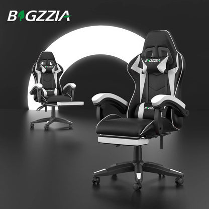 Gaming Chair With Footrest - Ergonomic Adjustable Computer Chair, Lumbar Support - ZOOMNSTORE