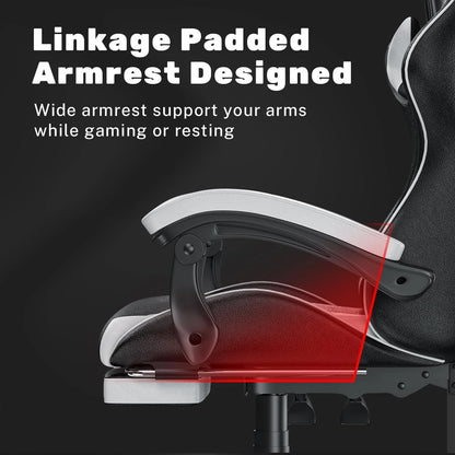 Gaming Chair With Footrest - Ergonomic Adjustable Computer Chair, Lumbar Support - ZOOMNSTORE