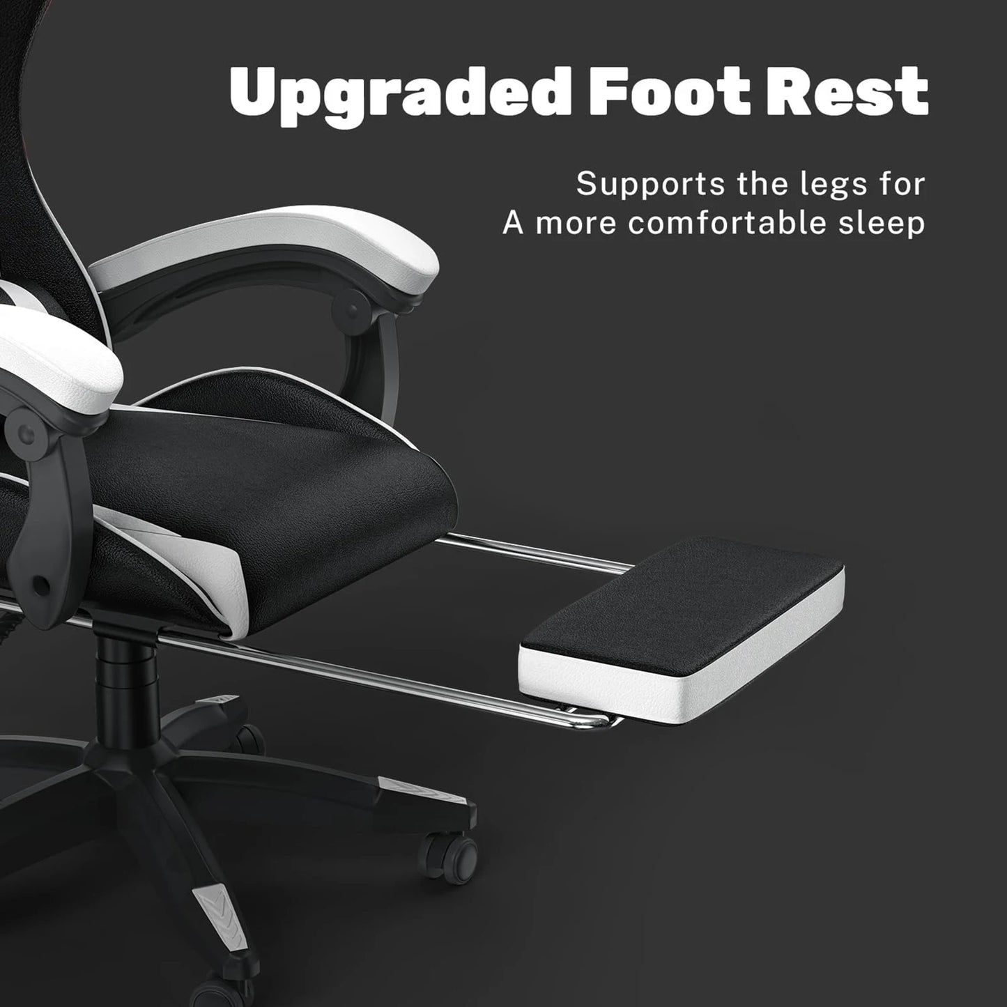 Gaming Chair With Footrest - Ergonomic Adjustable Computer Chair, Lumbar Support - ZOOMNSTORE