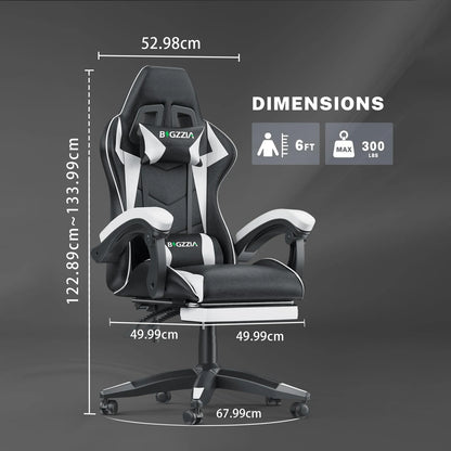 Gaming Chair With Footrest - Ergonomic Adjustable Computer Chair, Lumbar Support - ZOOMNSTORE