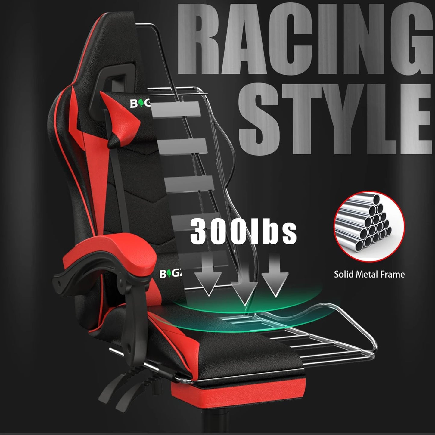 Gaming Chair With Footrest - Ergonomic Adjustable Computer Chair, Lumbar Support - ZOOMNSTORE