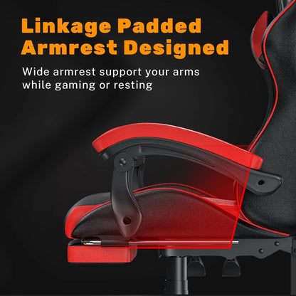 Gaming Chair With Footrest - Ergonomic Adjustable Computer Chair, Lumbar Support - ZOOMNSTORE
