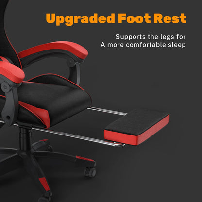 Gaming Chair With Footrest - Ergonomic Adjustable Computer Chair, Lumbar Support - ZOOMNSTORE
