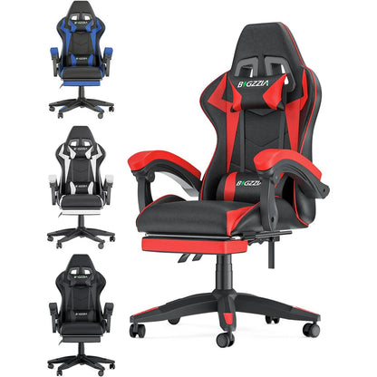 Gaming Chair With Footrest - Ergonomic Adjustable Computer Chair, Lumbar Support - ZOOMNSTORE