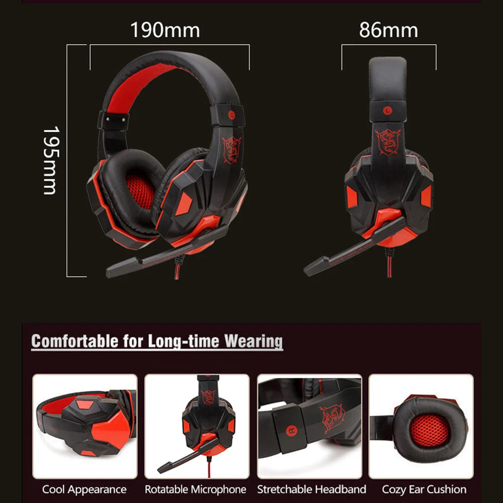 Gaming Headset Headphones - Wired LED Light Noise Cancelling Headset for PS4, Xbox & PC Gaming - ZOOMNSTORE