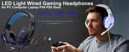 Gaming Headset Headphones - Wired LED Light Noise Cancelling Headset for PS4, Xbox & PC Gaming - ZOOMNSTORE