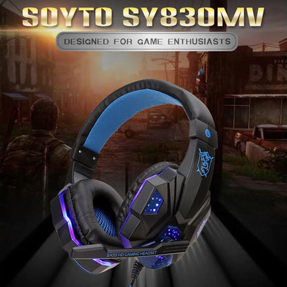 Gaming Headset Headphones - Wired LED Light Noise Cancelling Headset for PS4, Xbox & PC Gaming - ZOOMNSTORE