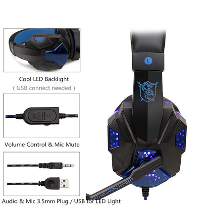 Gaming Headset Headphones - Wired LED Light Noise Cancelling Headset for PS4, Xbox & PC Gaming - ZOOMNSTORE