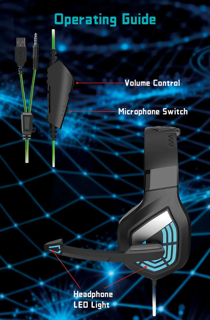 Gaming Headset Wired USB Surround Sound - Noise Cancelling Mic & Waterproof Design - ZOOMNSTORE