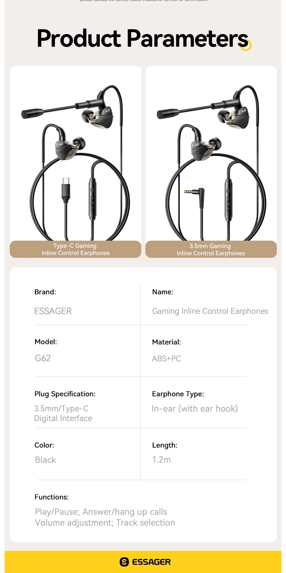 Gaming Wired Headphones - In-Ear Earbuds with Volume Control Mic & USB Type C - ZOOMNSTORE