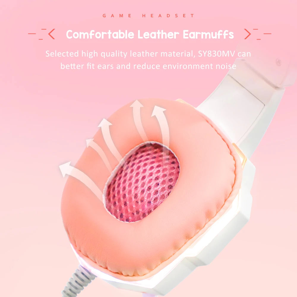 Gaming Wired Headset – Pink PC Gaming Headphones with Microphone, Noise Cancelling - ZOOMNSTORE